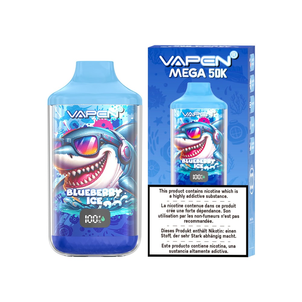 VAPEN MEGA 50000 potahů, 50 tisíc jednorázových vaporizérů | 650mAh Typ-C | 2% a 5% nikotinu | Síťovaná spirálka a displej