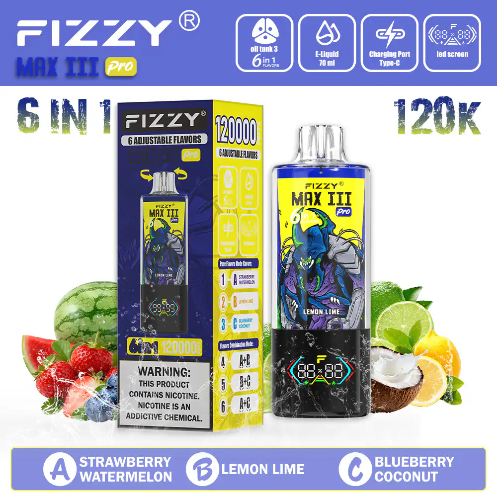 Fizzy MAX 3 six in one multifunction disposable vape device