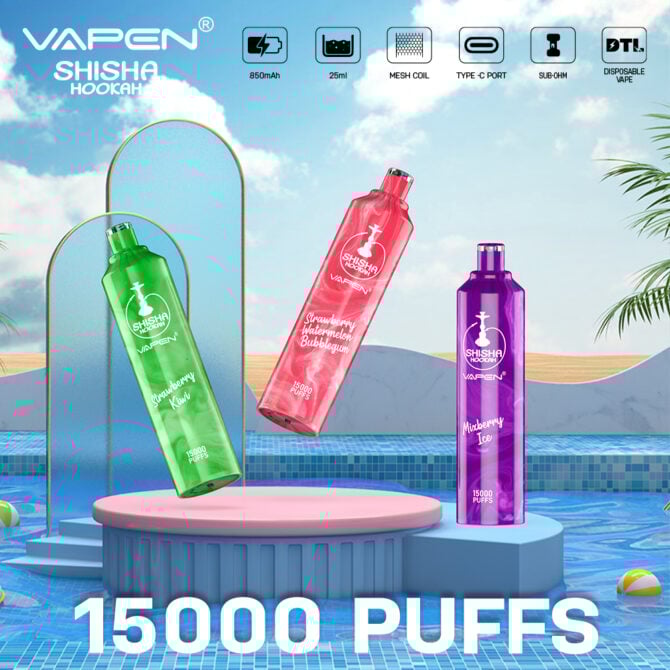 VAPEN SHISHA HOOKAH 15000 Puffs e cigarettes eu local warehouse Direct-to-lung (DTL) puff 15k vape stores