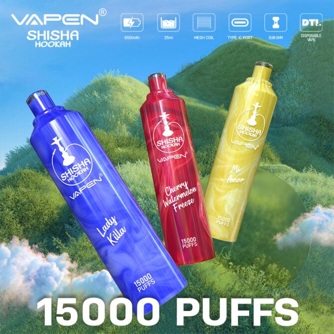 VAPEN SHISHA HOOKAH 15000 Puffs e cigarettes eu local warehouse Direct-to-lung (DTL) puff 15k vape stores