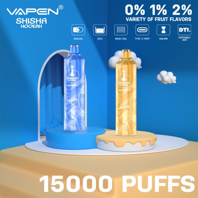 VAPEN SHISHA HOOKAH 15000 Puffs e cigarettes eu local warehouse Direct-to-lung (DTL) puff 15k vape stores