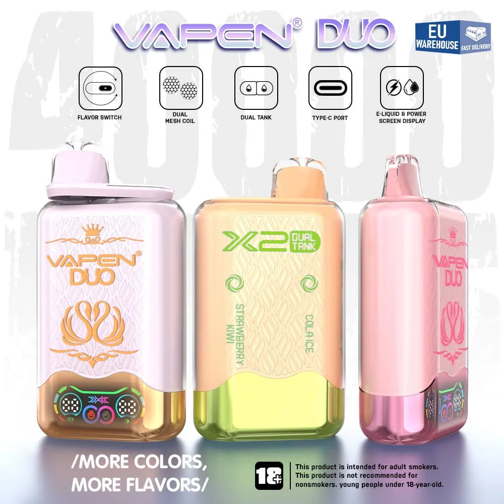 VAPEN DUO 40000 Puffs Eu ship Dual Flavors Disposable Vape Twins Tank Long  Lasting Puff Vaper 40K