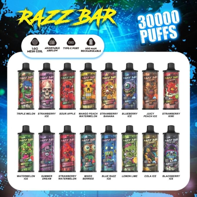 Razz Bar 30000 puff 30k razzbar vapes disposable puff vaper desechable