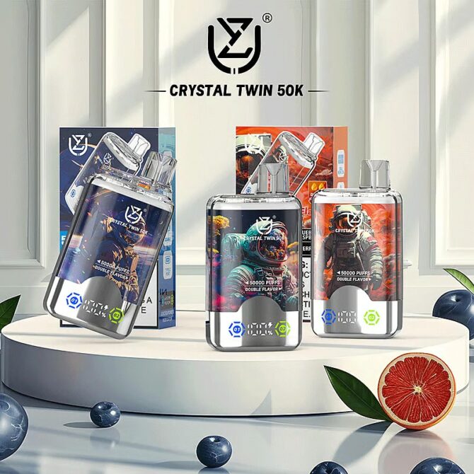 UZY Crystal Twin 50000 Puffs Double Flavor Disposable Vape with Dual Mesh Coil