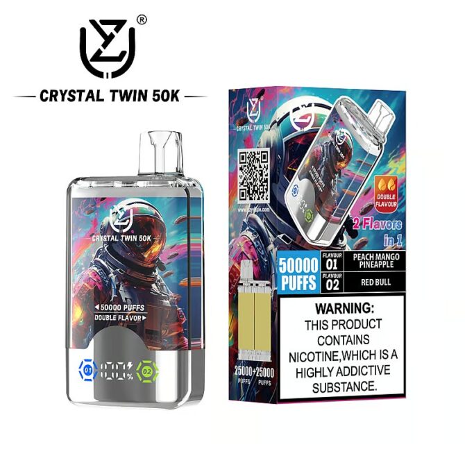 UZY Crystal Twin 50000 Puffs Double Flavor Disposable Vape with Dual Mesh Coil