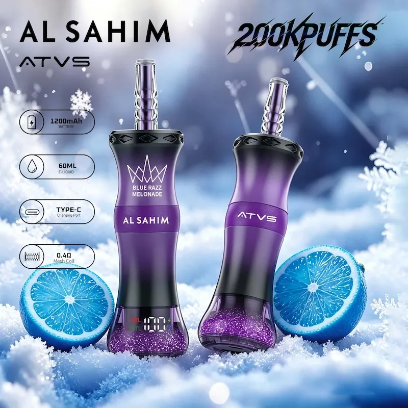 Bottom view of ATVS AL SAHIM 200K showing the Type-C charging port and 1200mAh battery base