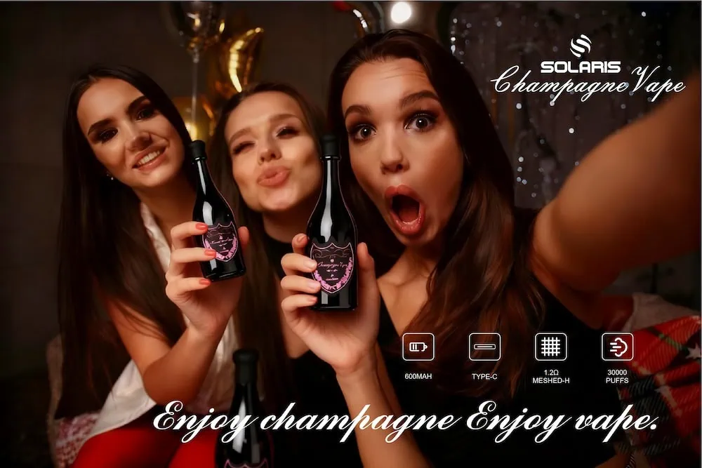 901763348550 .pic hd Vivivapes Solaris Champagne 30000 Puffs Disposable Vape Device | 10 Flavors Mesh Coil