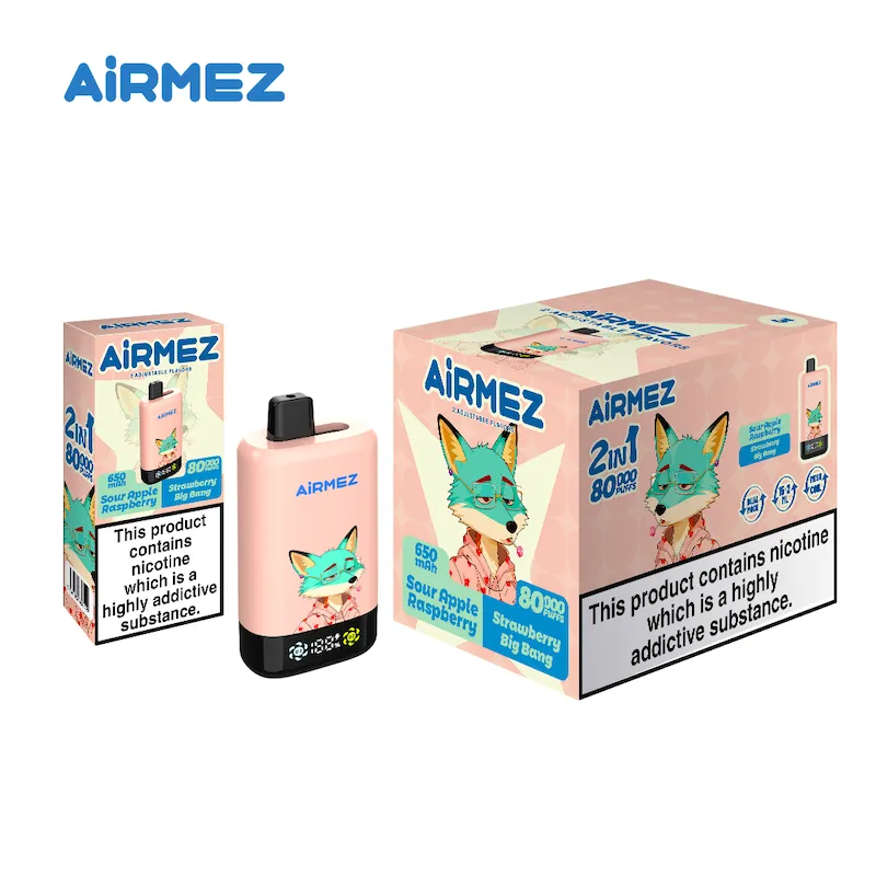 AIRMEZ 2IN1 Sour Apple Raspberry Strawberry Big Bang Vivivapes Airmez 2in1 80K Pro compared next to single tank disposable vapes