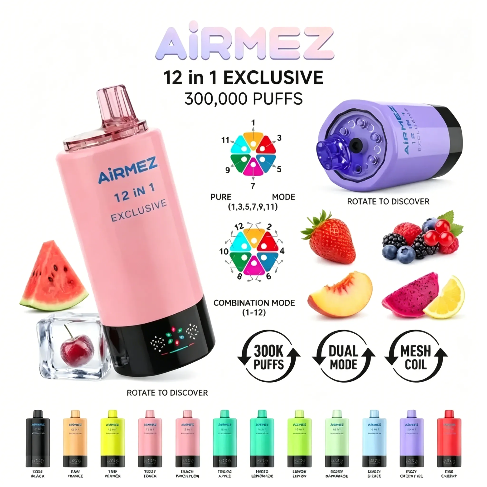 Airmez 12 IN 1 300K Multi Flavor Vape Airmez 300000 Puffs Wholesale Europe Vivivapes Airmez 12 IN 1 300K Multi-Flavor Vape | Airmez 300000 Puffs Wholesale Europe