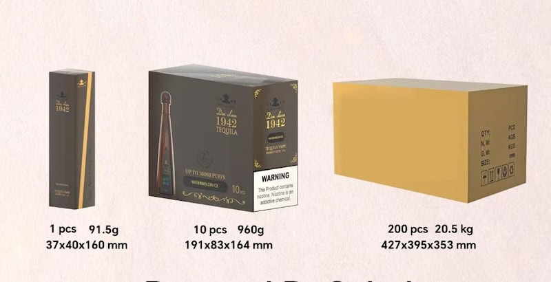 Don Leon Tequila vape 30k Puff Disposable near me - 30000 Puffs | Premium 10 Tequila Flavor vs 30K humo azul wholesale E-Cigarette