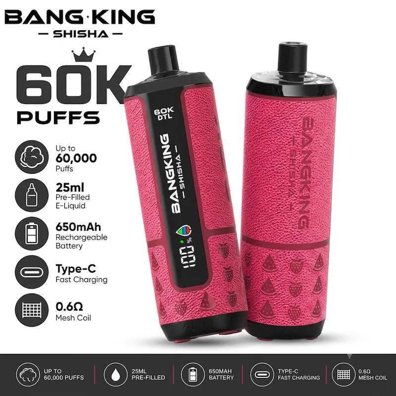Gemini Generated Image tk23jgtk23jgtk23 Vivivapes Bang King Shisha 60000 Puffs 60K LED Display DTL Disposable Bangking Vape Pen