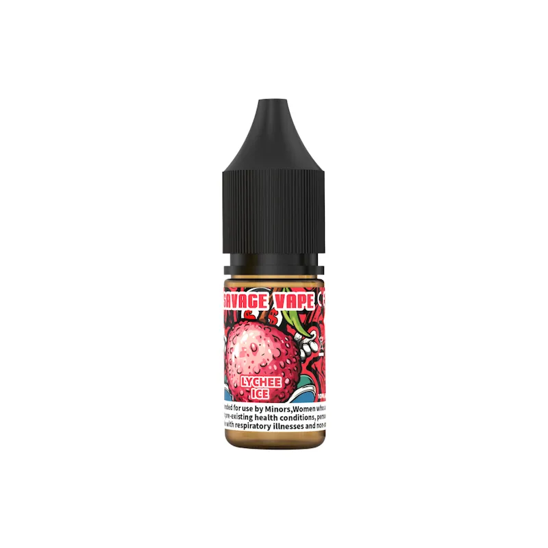 Lychee Ice白底 Vivivapes Precision dropper nozzle on SAVAGE Vape V9 10ml bottle