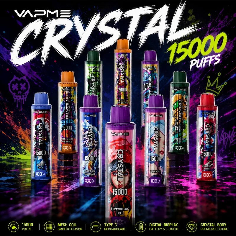 Original packaging box of VAPME CRYSTAL 15k puff vape crystal bar