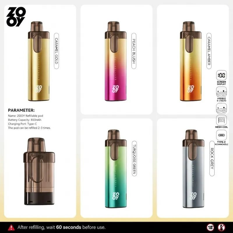 ZOOY Refillable Pod Cartridge 10ml Vivivapes ZOOY Refillable Pod 10ml Cartridge Puffs Wholesale Vape Refill Large Capacity 0.6 Mesh Coil