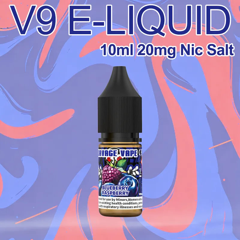 blueberry raspberry 1 Vivivapes Close-up of 10ml bottle design for SAVAGE Vape V9 Nicotine Salt