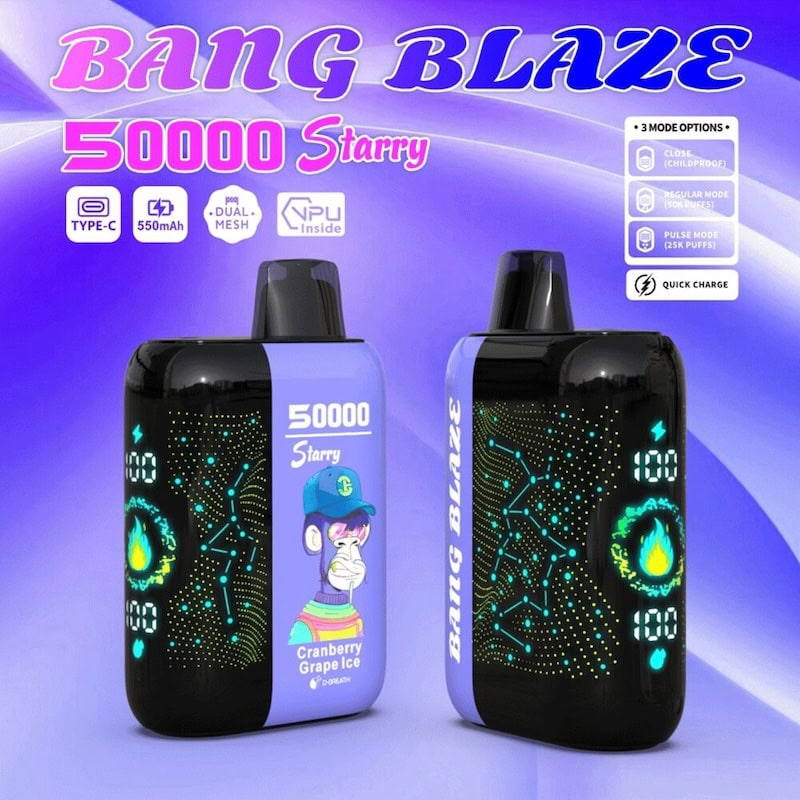 imgi 105 24h vape bang blaze starry 50000 puffs cranberry grape ice Vivivapes Bang Blaze Starry 50000 Puffs 50k LED Display Disposable Vape OEM ODM
