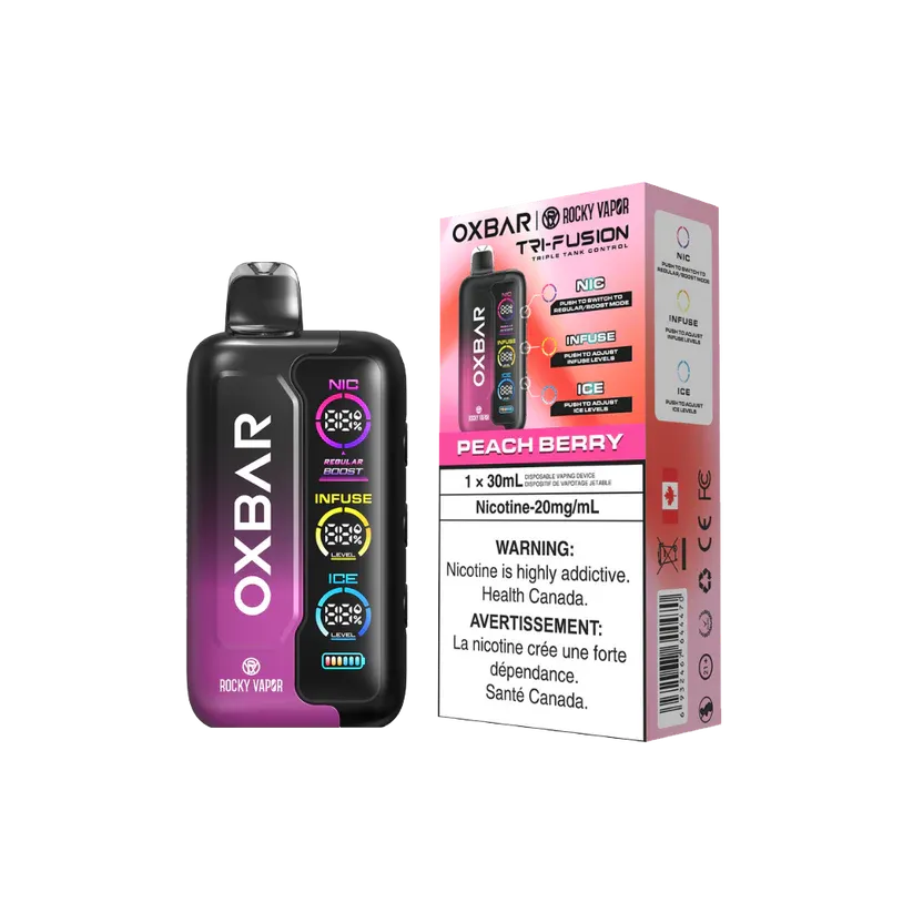 imgi 110 Peach Berry Vivivapes Customizable disposable vape nicotine boost control on Oxbar Tri Fusion