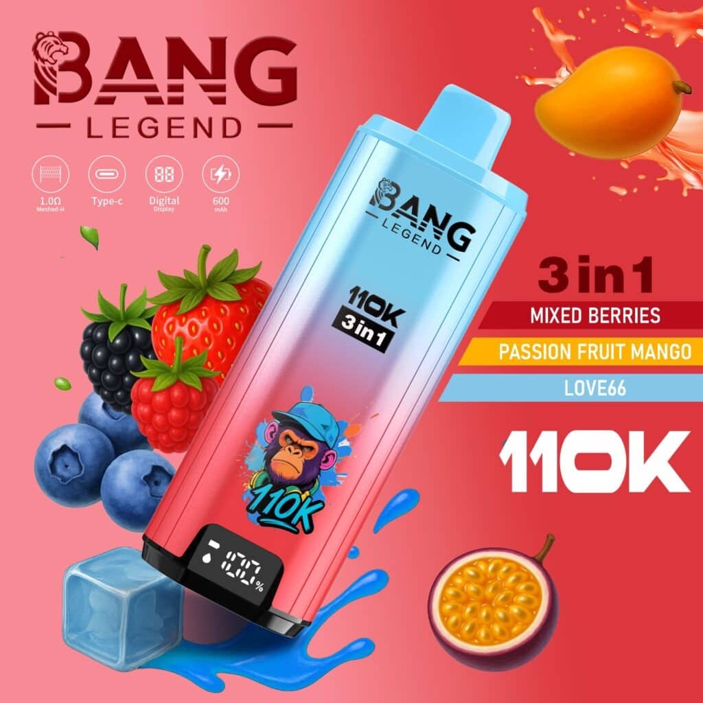 imgi 117 Bang legend 110k puffs 3in1 vape mixed berries passion fruit mango love66 1024x1024 1 Bang Legend 110k Puffs disposable vape