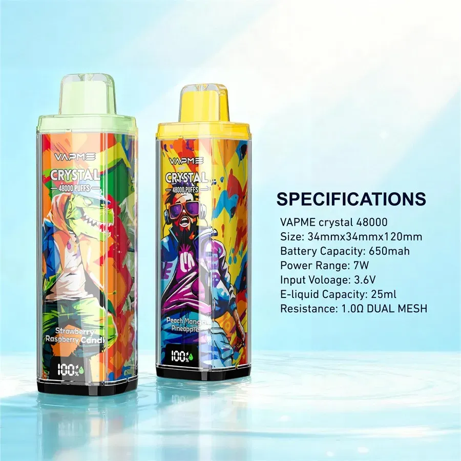 Retail box packaging of VAPME CRYSTAL 48000 disposable vape