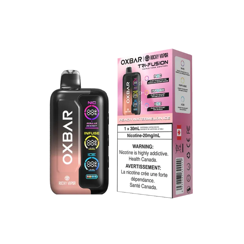 imgi 121 Peach Watermelon Ice Vivivapes Oxbar Tri Fusion 30ml large e-liquid capacity tank indicator