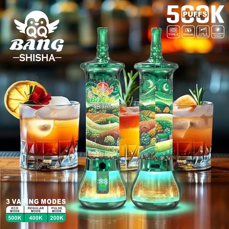 imgi 129 24hvape qq bang shisha 500k double apple Vivivapes QQ Bang 500k Shisha Double Apple flavor disposable vape device.
