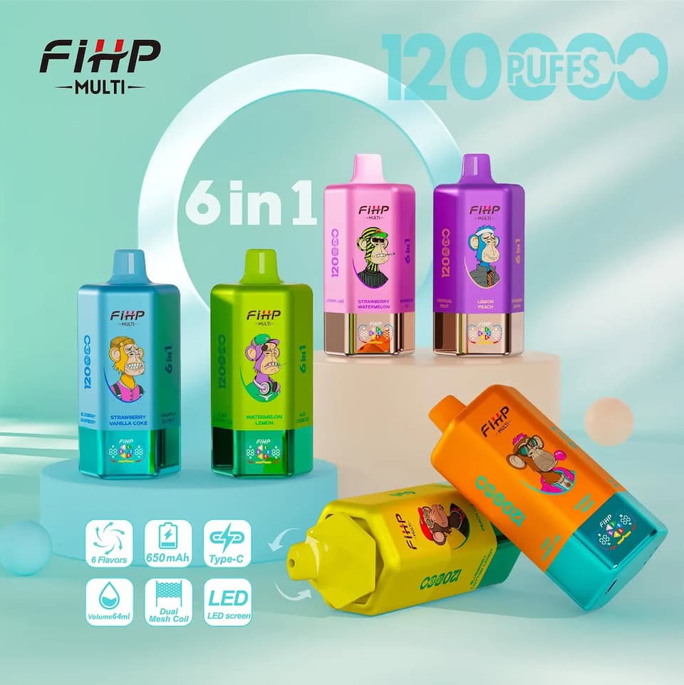 Neuestes FIHP 120000 Puffs 120k 6 in 1 Aromen Kit 64ml 6 Pods Einweg-Vape Großhandel erhältlich