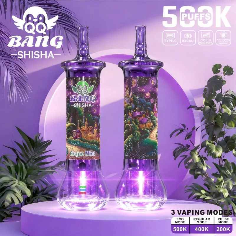 imgi 130 24hvape qq bang shisha 500k grape mint Vivivapes QQ Bang 500k Hookah Grape Mint icy shisha flavor vape bar.