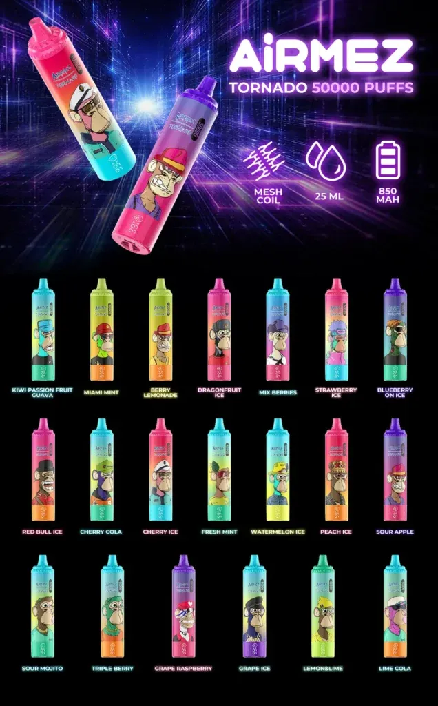 imgi 134 Airmez Tornado 50000 Puffs 1 636x1024 1 Vivivapes Airmez 50k Puffs Dragonfruit Ice Disposable Vape