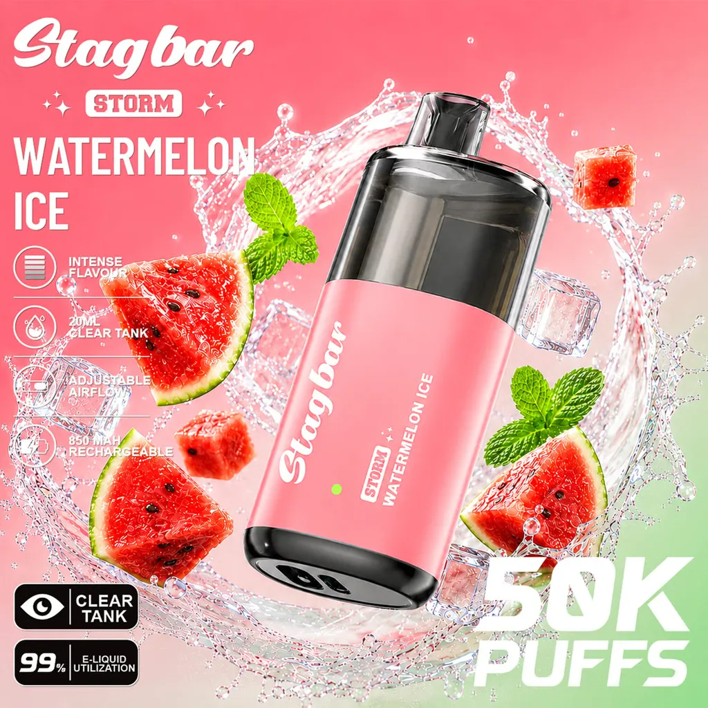 imgi 143 Watermelon Ice Vivivapes STAG BAR Storm 50000 Puffs Stagbar 50k Disposable Vape 20ml Clear Tank EU Stock
