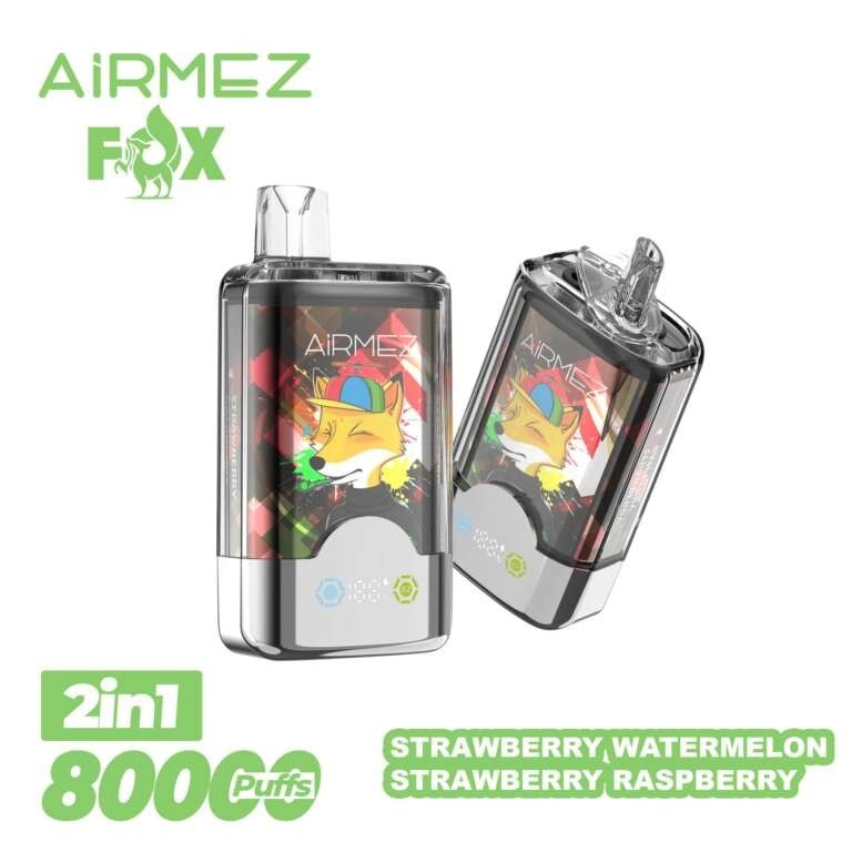 Airmez Fox 2 in 1 80000 Puffs long-lasting disposable vape with screen 