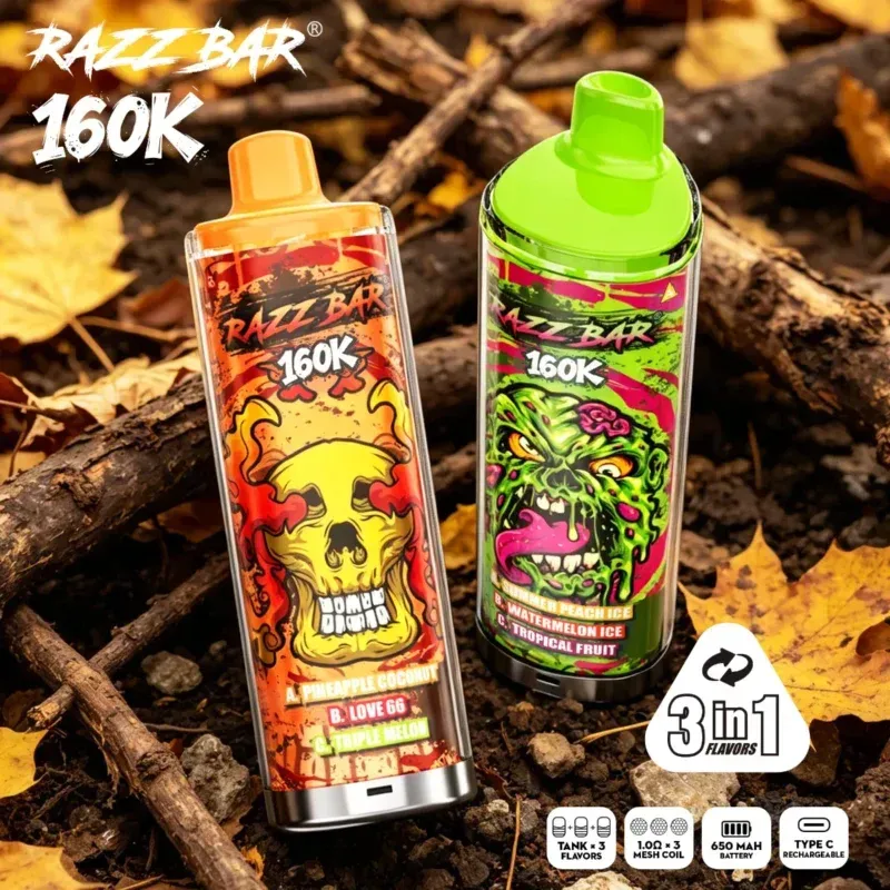 Authentic Razz Bar 160000 Puffs Disposable Vape front view