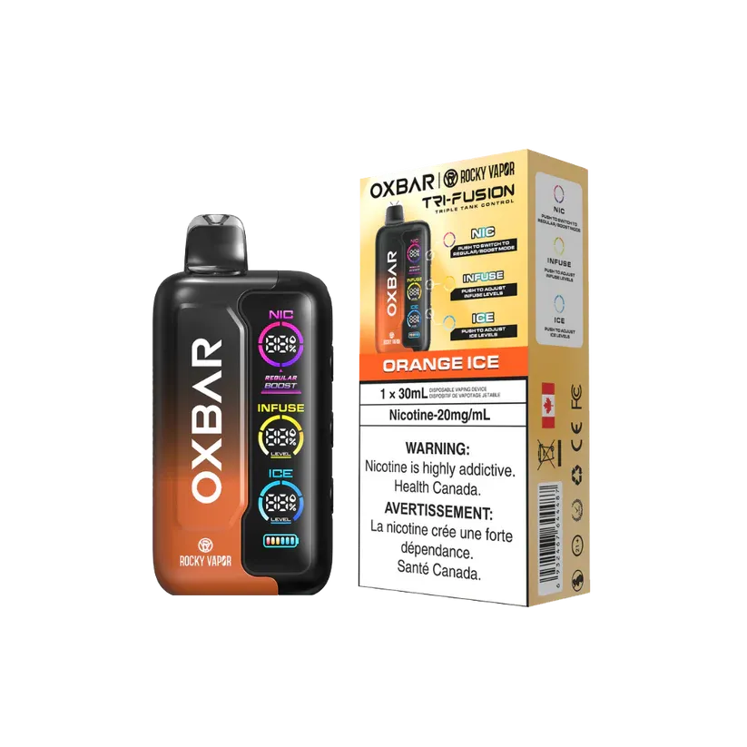 imgi 165 Orange Ice Vivivapes Triple tank disposable vape review showcase for Oxbar Tri Fusion 30ml