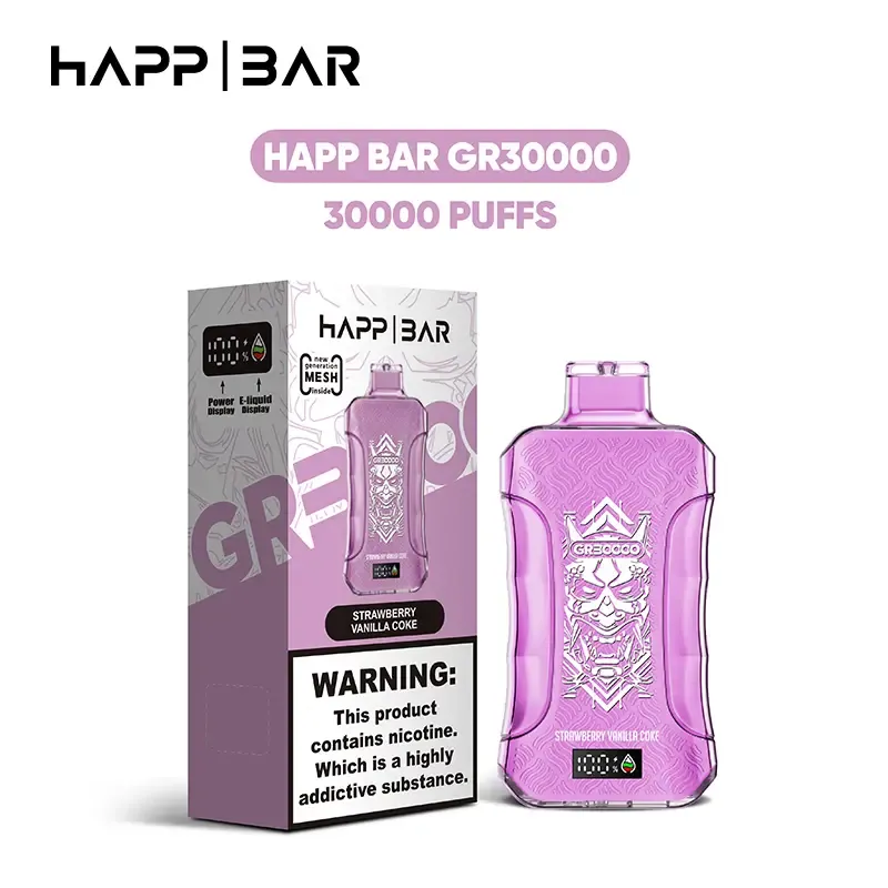 Happ Bar GR30000 30k Disposable Vape Wholesale | 30ml 30000 Puffs 5% 2% Nicotine | Rechargeable Type-C 