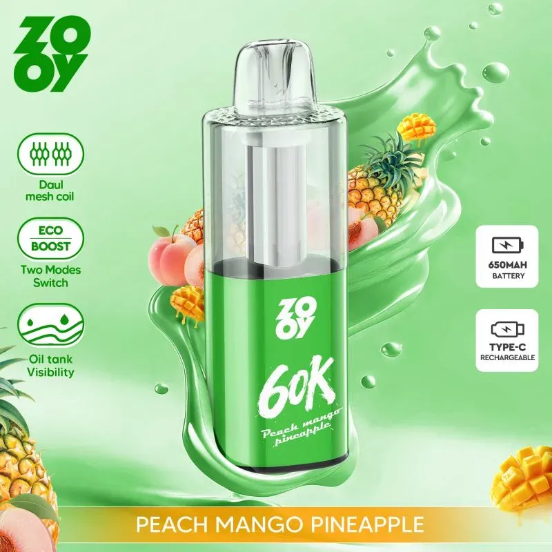 60000 puff vape with visible oil tank and rechargeable battery