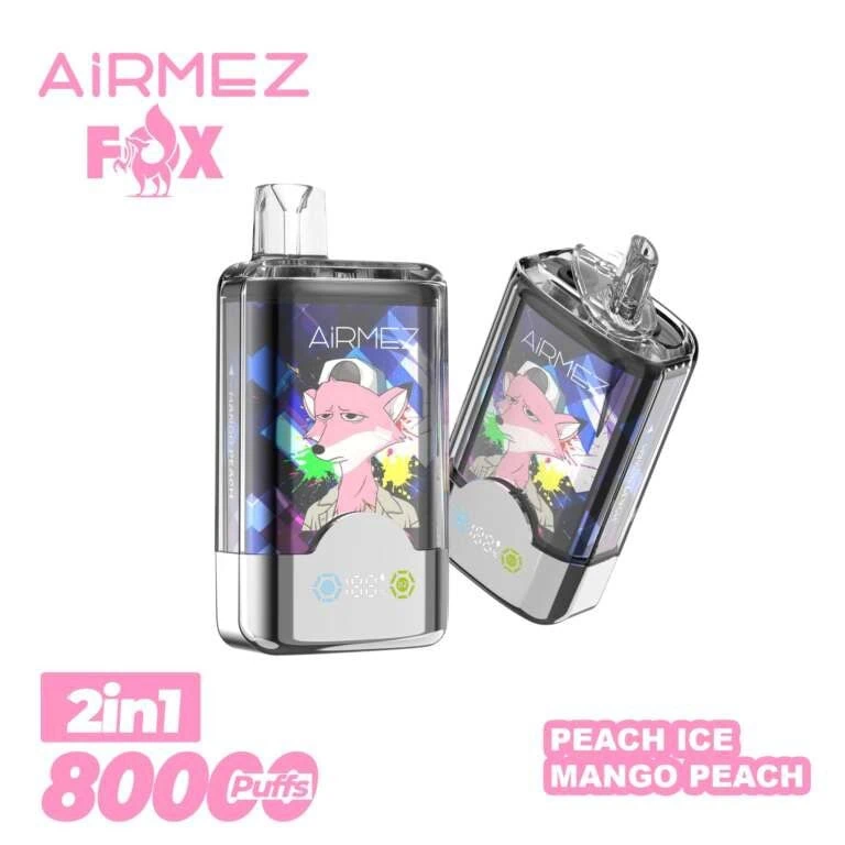 Airmez Fox 80k Vape 80000 Puffs 2 in 1 flavors Disposable Vape Double Mesh Coil LED Display VaperSourcing Airmez Fox 2 in 1 80000 Puffs best 80000 puffs disposable vape