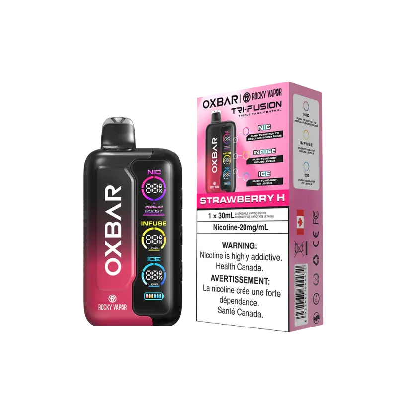 imgi 187 Strawberry H Vivivapes Oxbar Tri Fusion vape adjusting the independent ice cooling level