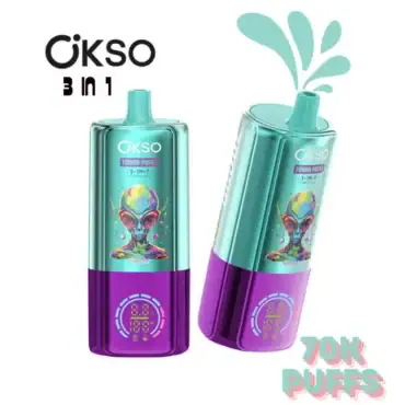 OKSO 3in1 70K Puffs 70000 Disposable Vape Kit 16ml Prefilled E-Liquid Per Pod Vaper