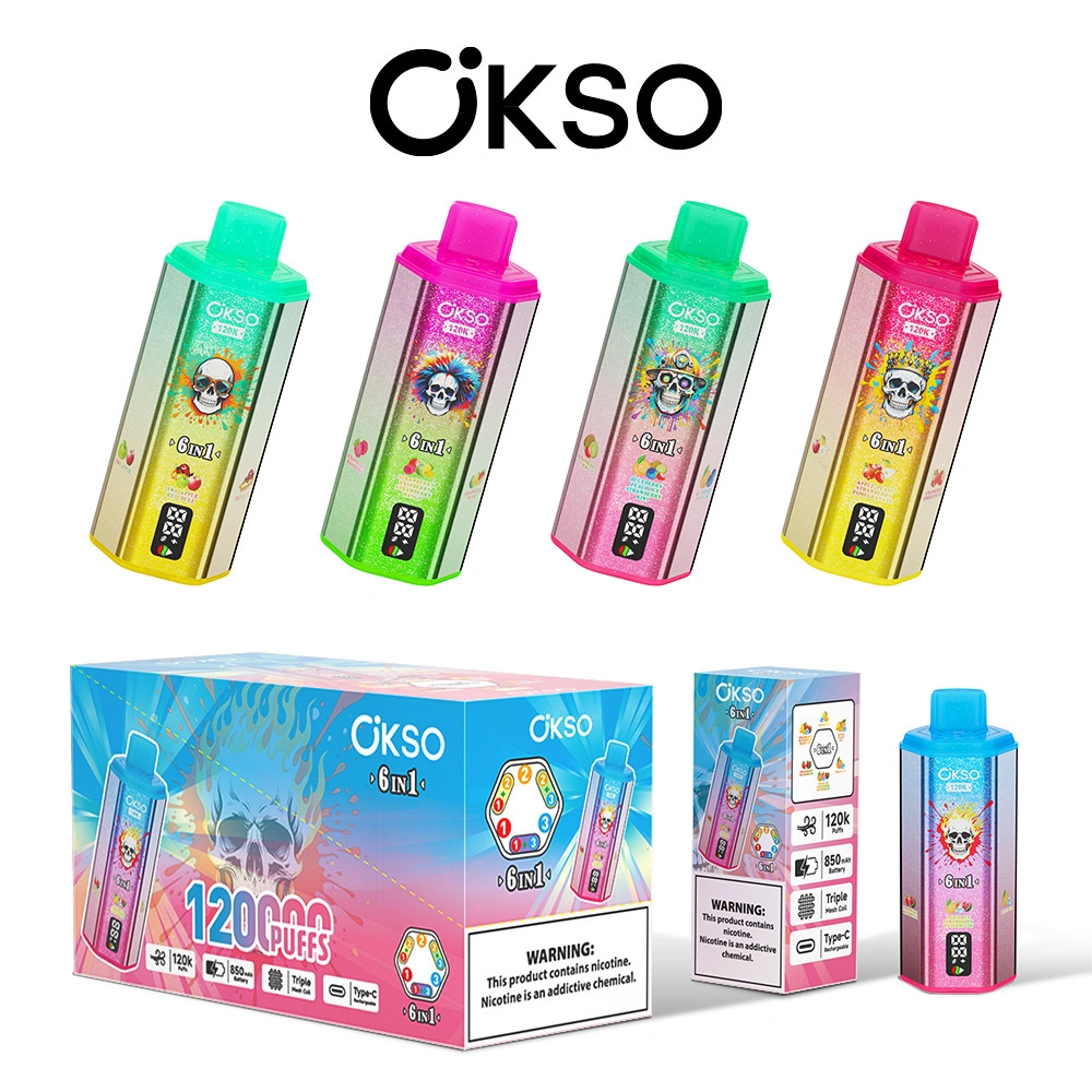 OKSO 120K Puffs 6 in 1 Disposable Vape — Triple Mesh Coil, 60mL E-Liquid, LED Display, Rechargeable 850mAh