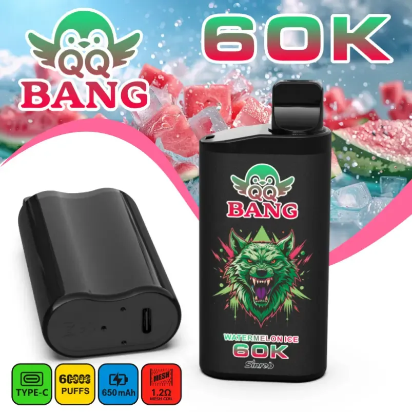 QQ Bang 60K rechargeable disposable vape in colorful design.