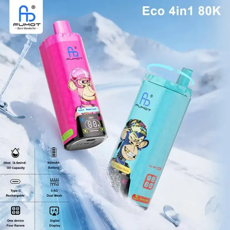 imgi 33 Fumot ECO 4 in 1 80K Puffs 4 Vivivapes Front view of Fumot 80000 Puffs vape device in various colors