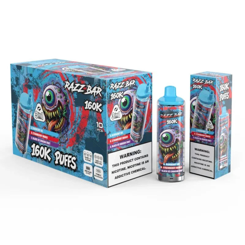 imgi 33 Razz Bar 160000 160K Puffs Disposable Vape Blueberry ice Strawberry mango Black Ice Dragon Fruit 800x800 1 Vivivapes TPD compliant Razz Bar 160000 puffs 2 percent nicotine