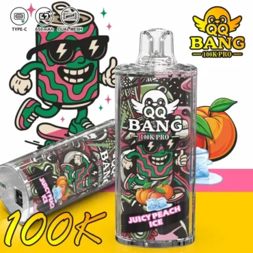 Crystal clear exterior shell of QQ BANG 100K Pro disposable vape