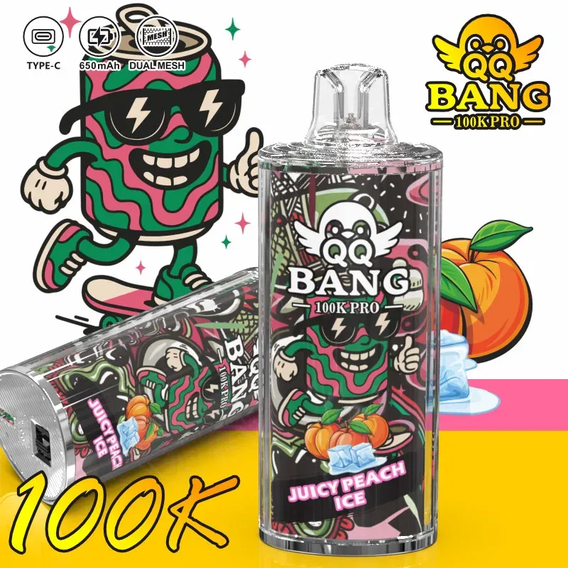imgi 340 qq bang 100k pro juicy peach ice promo Vivivapes Crystal clear exterior shell of QQ BANG 100K Pro disposable vape