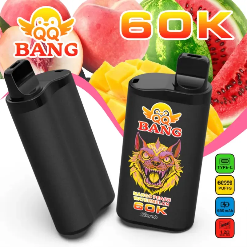 QQ Bang 60000 puffs vape device in Watermelon Ice flavor with ice graphics.