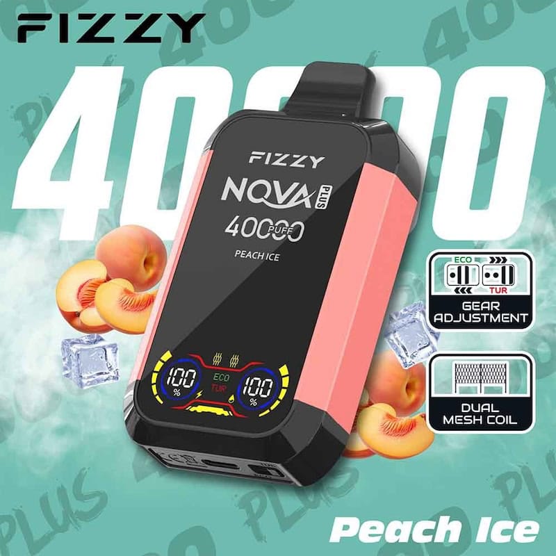 Rechargeable Fizzy Nova Plus Disposable Vape - 40K Puffs, 40ml E-liquid, Type-C Charging.