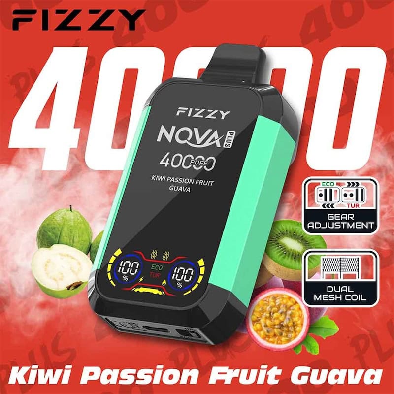 Fizzy Nova Plus 40K Puffs Vape - 2%/5% Nicotine, 850mAh Battery, Adjustable Airflow & Modes
