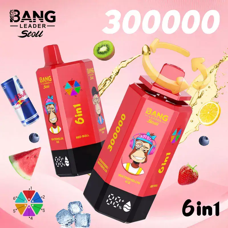 Bang Leader 300K Puffs 6 in 1 Vape | 65ml E-Liquid, 0%/2%/5% Nicotine, 12 Flavors, 650mAh Type-C Rechargeable | Wholesale Available Stoll 300000 puff