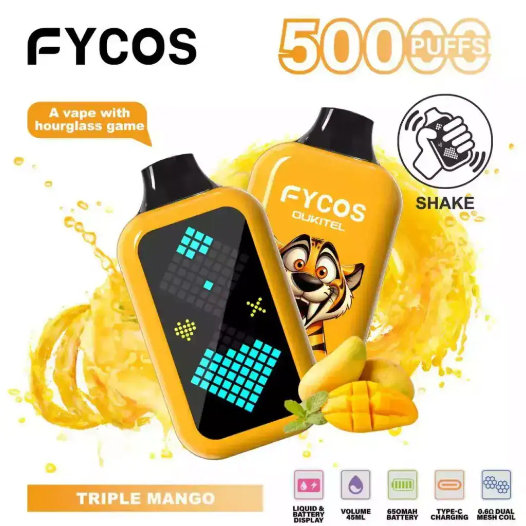 imgi 470 FYCOS Player 50K Disposable Vape Bulk Purchase 50000 Puffs LED Screen Dual Mesh Coil 3 Vivivapes FYCOS Player 50K Puffs Hourglass Vape Bar - Dual Mesh Coil & LED Display