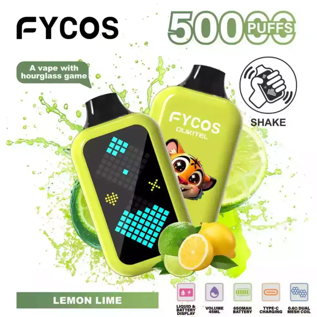 imgi 488 FYCOS Player 50K Disposable Vape Bulk Purchase 50000 Puffs LED Screen Dual Mesh Coil 1 Vivivapes FYCOS Player 50K Puffs Hourglass Vape Bar - Dual Mesh Coil & LED Display