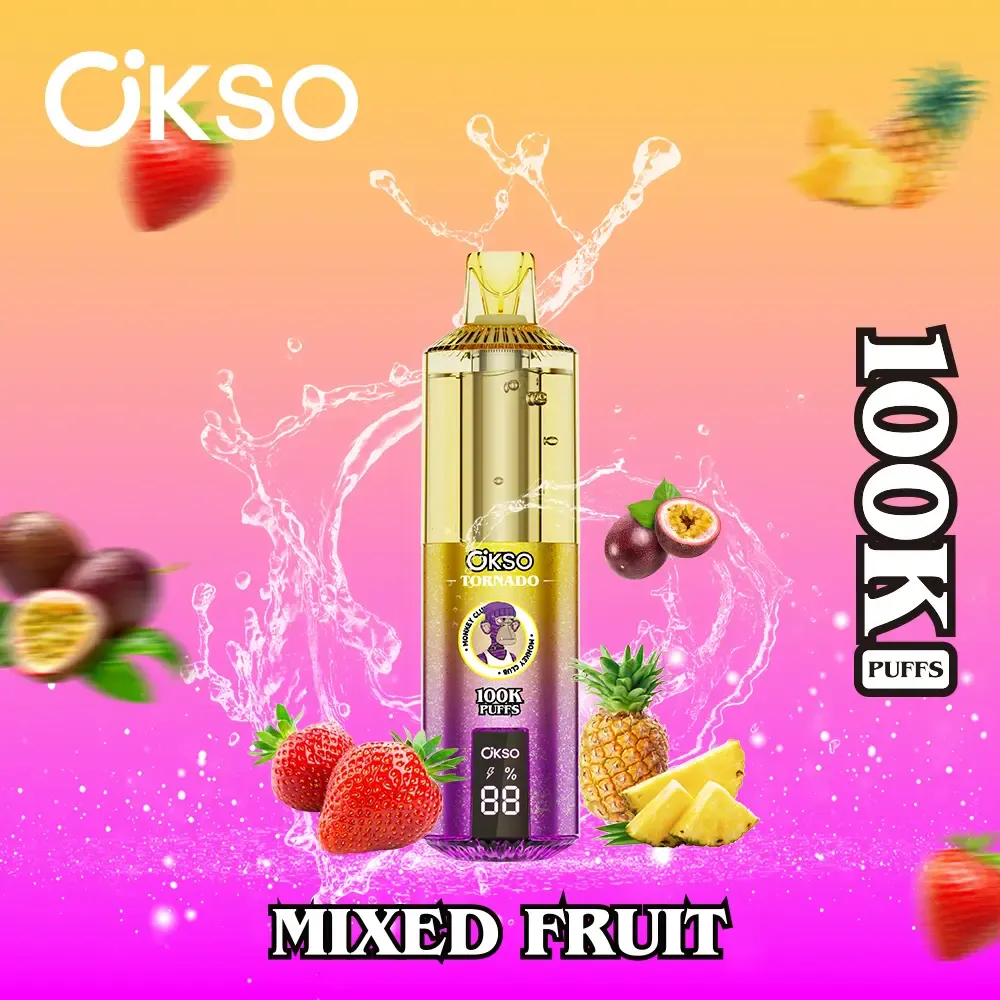 OKSO Tornado 100000 puffs vape displaying front design with smart LED screen in Germany